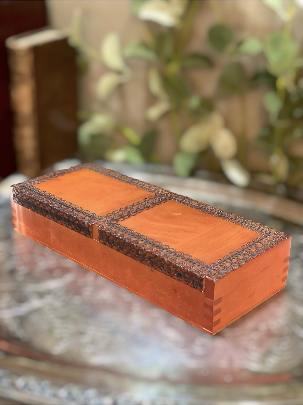 Vintage Polish Signed Made in Poland Hand Carved Trinket Jewelry Box Folk Art